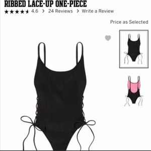 VS Pink Ribbed lace-up one piece